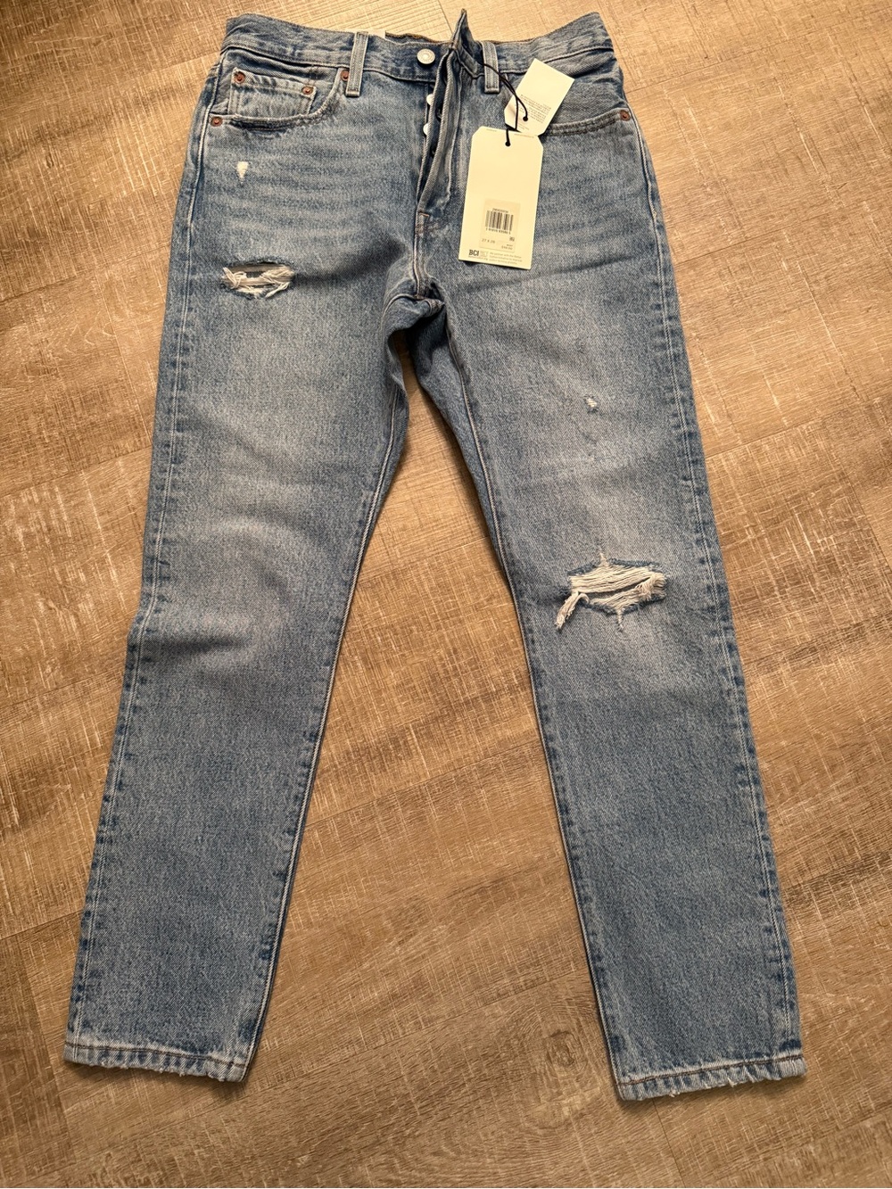 Levi's 501 High Rise Skinny Leg Women's  Distressed Light Blue Jeans